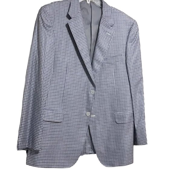 NEW $1195 Hickey Freeman Sportcoat!  US 44  Wool & Silk  Blue Check  Made in USA - Picture 1 of 5